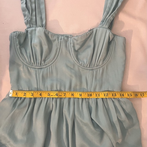 WeWoreWhat Corset Baby Blue Tiered Midi Dress - Picture 4 of 9